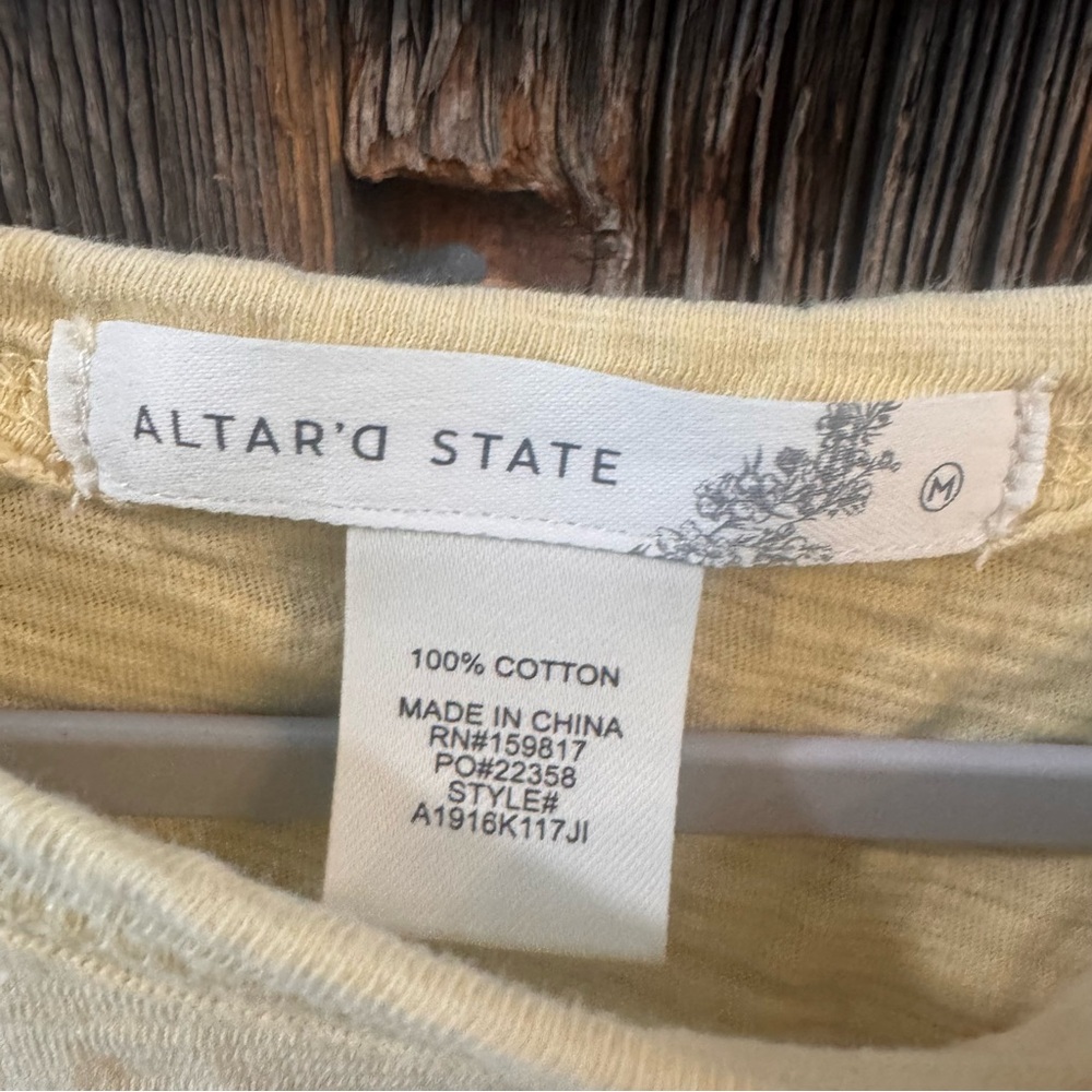 Altar’d State Laina Babydoll Top Yellow Ruffle Crop Boho Feminine Spring Medium - Picture 3 of 4